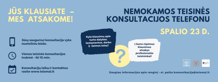 Tauragės apylinkės teismas kviečia į nemokamas teisines konsultacijas